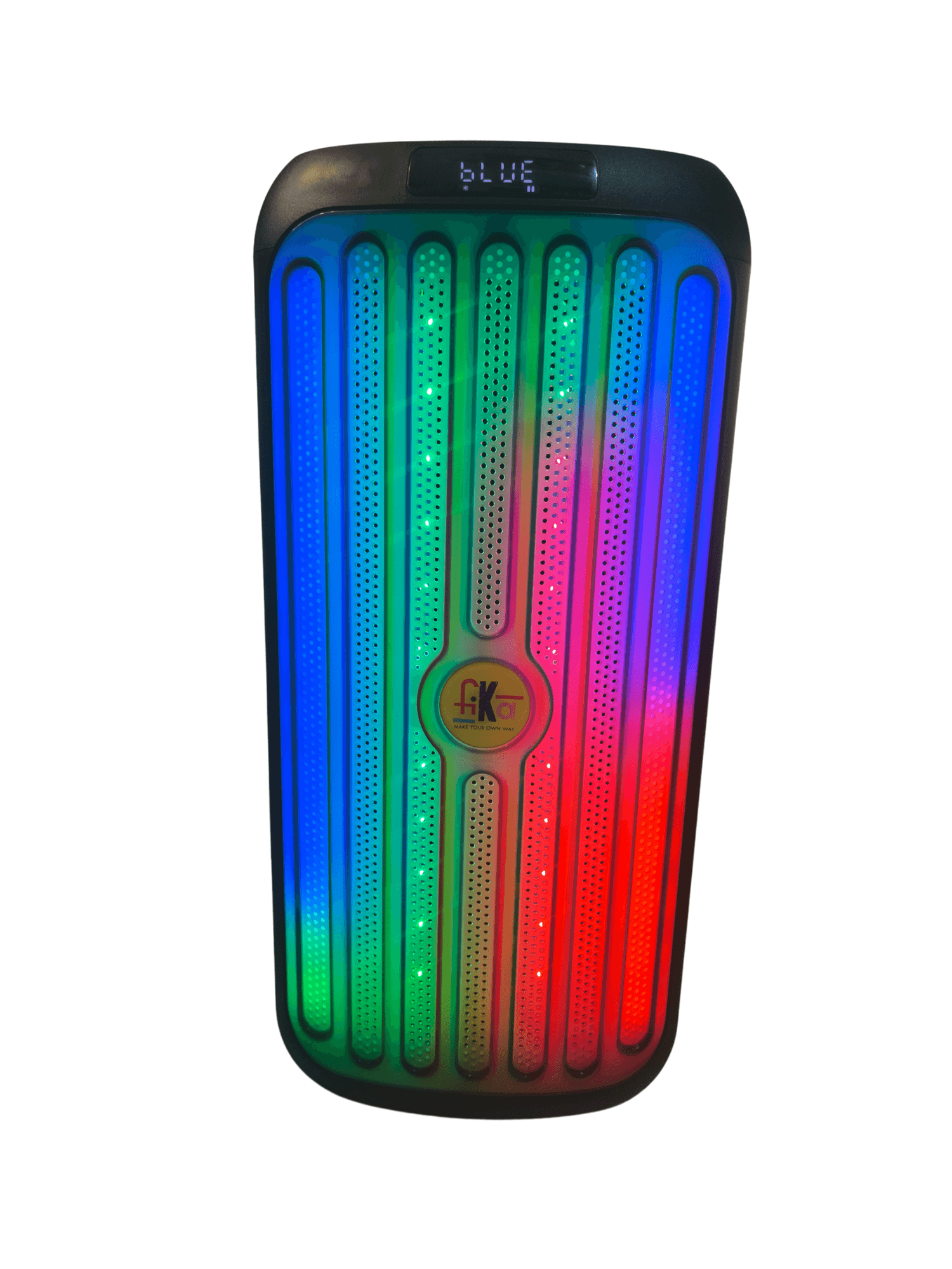 Fika Party Speaker | 60W Bluetooth Trolley Speaker with Dual 8 Speakers | Wireless Mic, LED Lights, USB, AUX, SD Card, Guitar & Mic Ports | Rechargeable & Portable - Gallery Image 6